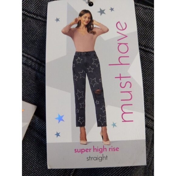 Simple Society Black distressed raw hem straight super high rise jeans Size 17/3 - Picture 13 of 13